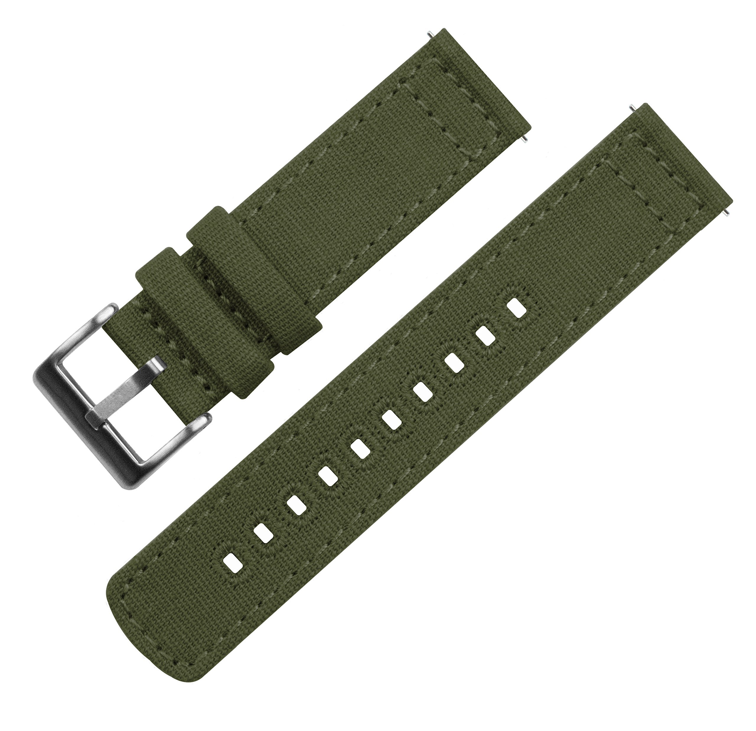 BARTON Canvas Quick Release Watch Band Straps - Choose Color & Width - 18mm, 19mm, 20mm, 21mm, 22mm, 23mm, or 24mm