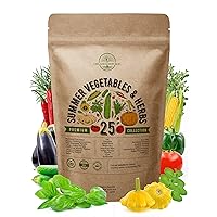 Organo Republic 25 Summer Vegetable & Herb Garden Seeds Variety Pack for Outdoors and Indoor Home Gardening 3500+ Non-GMO Heirloom Veggie & Herb Seeds: Tomato Pepper Okra Bean Cucumber Basil Rosemary
