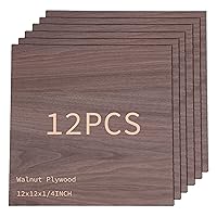 Walnut Plywood 12PCS 6mm 1/4 x 12 x 12inch Plywood Sheets,Unfinished Walnut Plywood for Crafts,DIY Projects,Perfect for Laser Cutting & Engraving,Painting,Wood Burning and CNC Cutting
