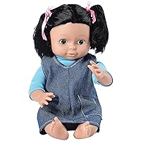 Cre8tive Minds Multi-Ethnic School Toddler Baby Doll with Moveable Limbs, Native American Girl, Denim Dress and Blue Shirt, Imaginative Play, Social Learning, Dolls for Girls and Boys 19 Months Plus