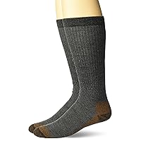 Carolina Ultimate Men's Copper Merino Wool Blend Boot Crew Socks 2 Pair Pack, Grey, Large