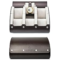 6 Watch case Box for Travel and Display Organizer - Espresso Brown & Ivory White