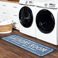 nuLOOM Graphic Machine Washable Laundry Mat, 2x5, Blue