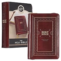 KJV Holy Bible, Compact Large Print Faux Leather Red Letter Edition - Ribbon Marker, King James Version, Burgundy, Zipper Closure