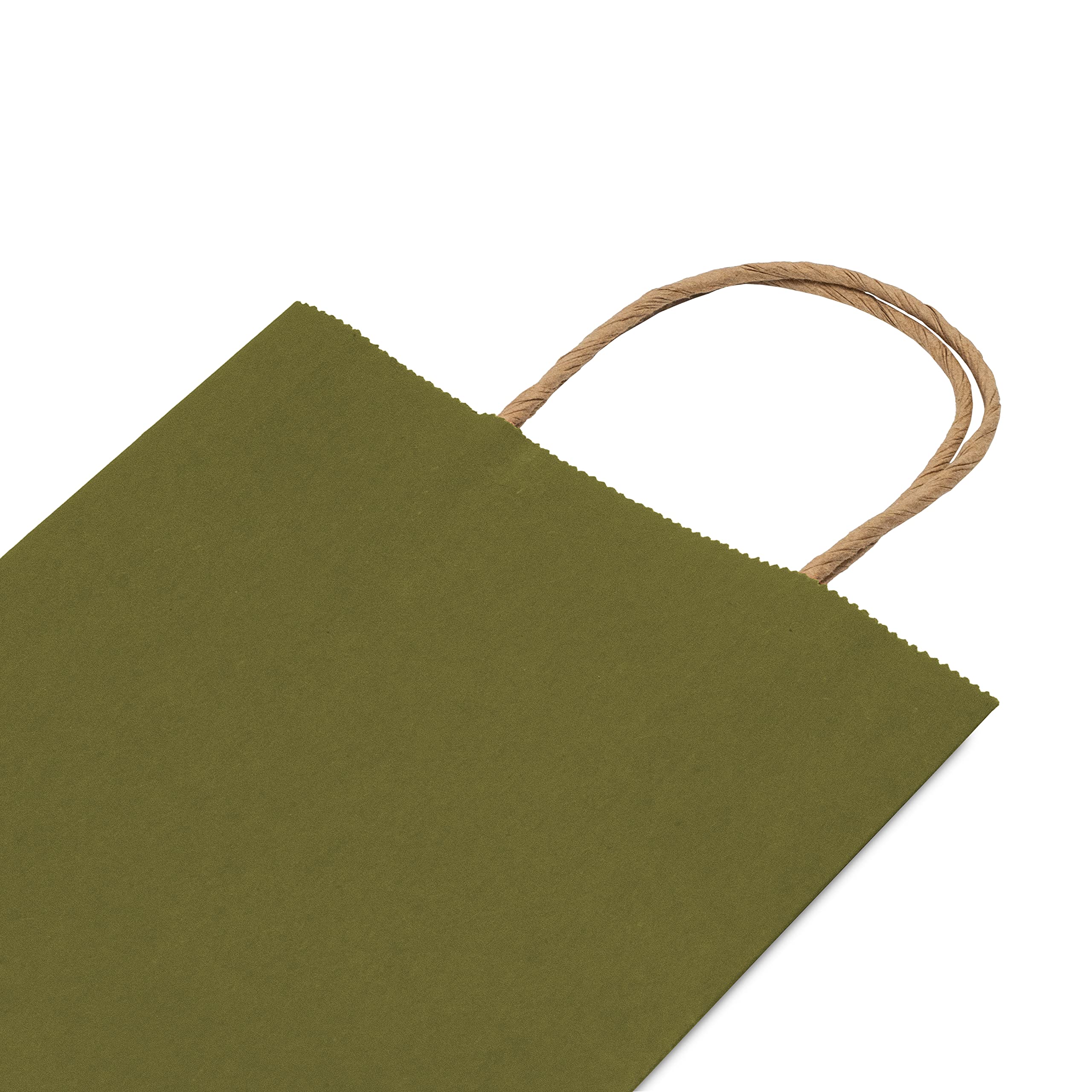 Green Gift Bags – 6X3X9 50 Pack Small Kraft Shopping Bags with Handles, Olive Green Craft Paper Euro Tote Bags for Boutique, Retail, Wedding Guests, Grocery, Birthday, Small Business, Bulk