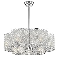 Warehouse of Tiffany Wellane 30-Inch Chrome & Crystal Flower Lighted Ceiling Fan (Incl. Remote Control), 30.12 x 30.12 x 29.53