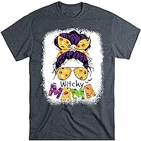 Witchy Mama Halloween Messy Bun Witch Mom Women Spooky T-Shirt