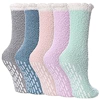 Non Slip Hospital Socks for Women with Grips Fuzzy Cozy Anti Skid Slipper Socks Winter Warm Soft Fluffy Sleep Socks