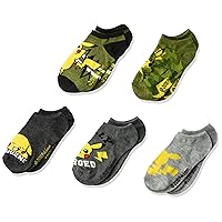 Pokemon Boys 5 Pack No Show Casual Sock, Assorted Green/Grey, 6-8.5 US