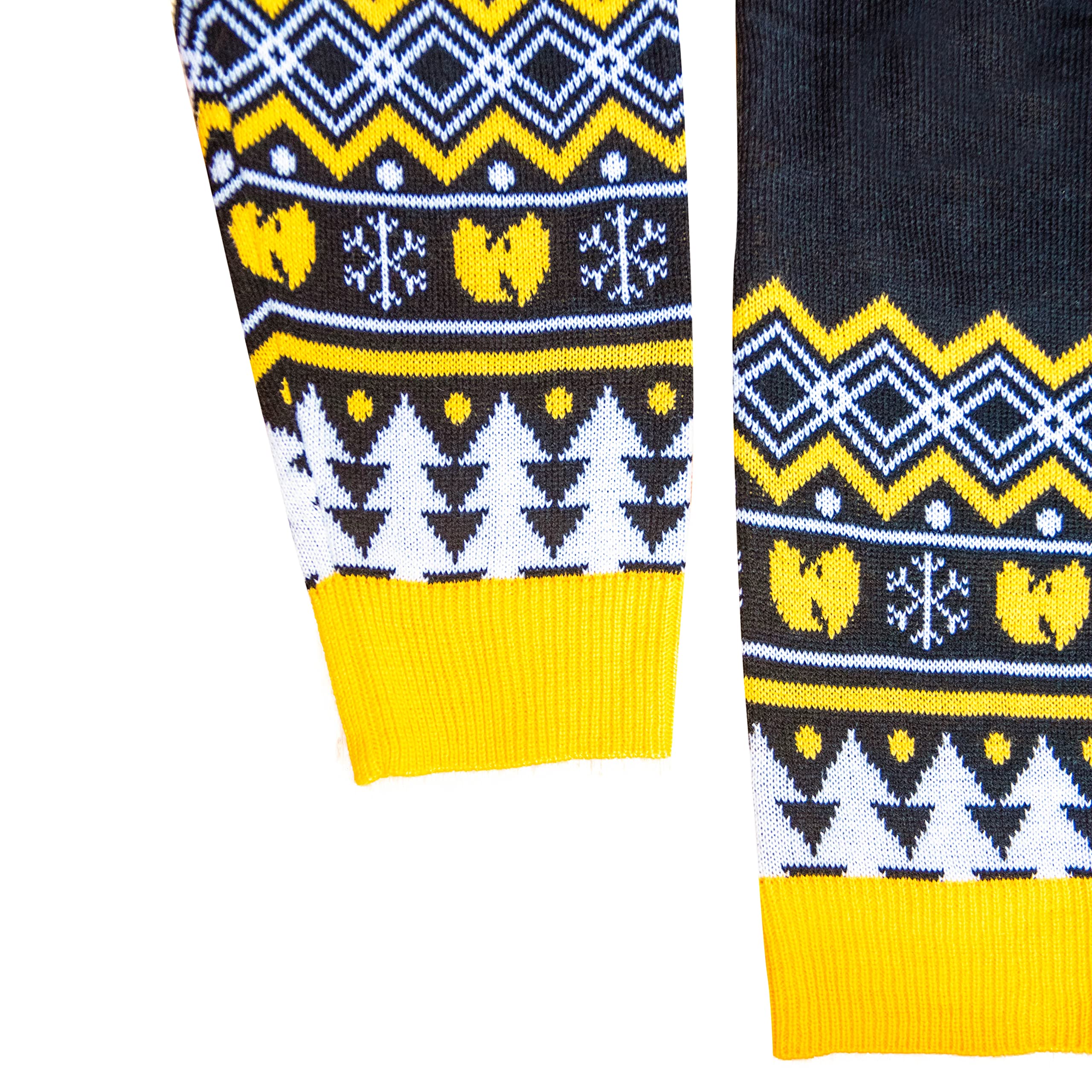 Wu Tang Clan Logo Snowflakes Yellow Black White Ugly Christmas Sweater