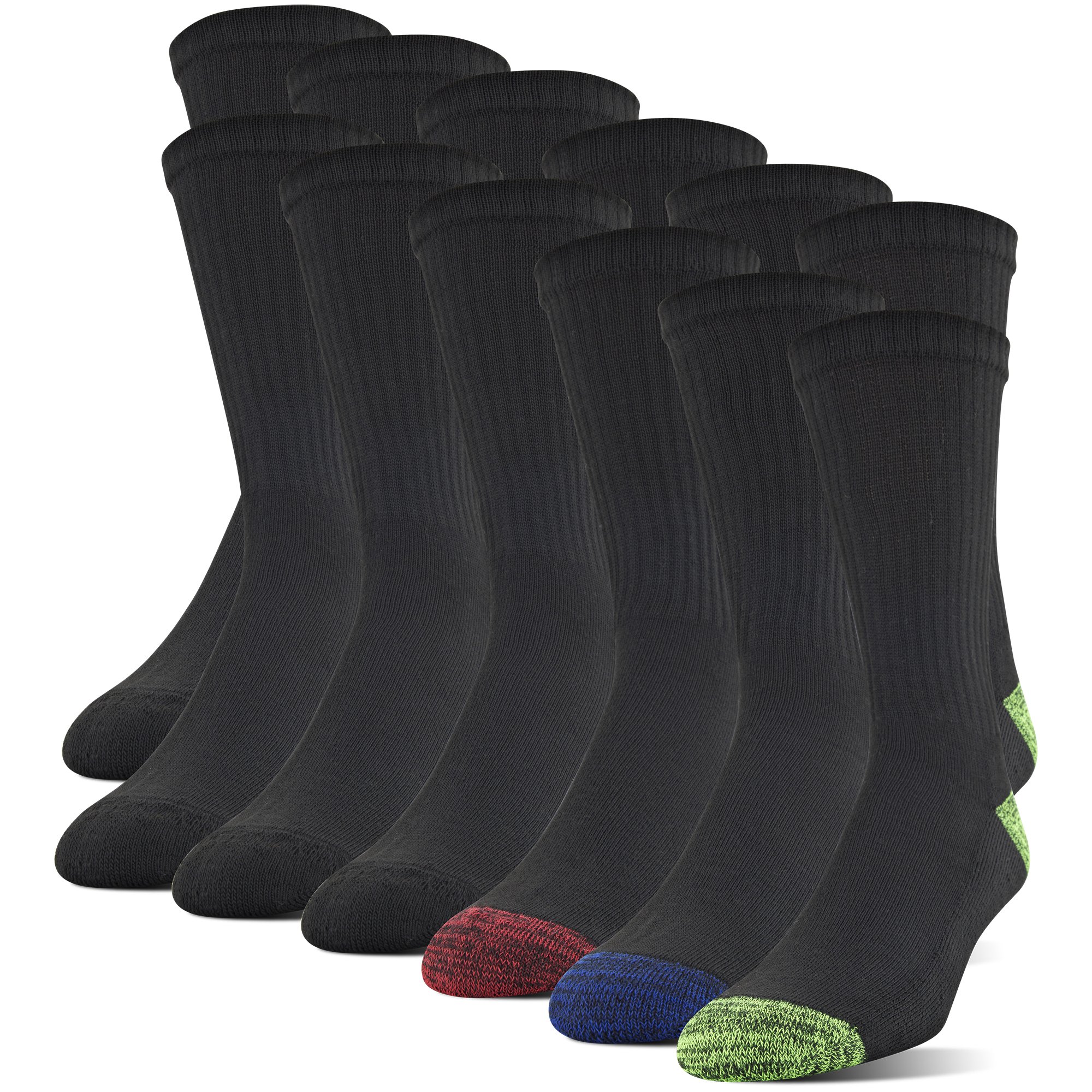 Gildan Men's Polyester Half Cushion Crew Socks, 12-pack