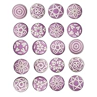 Multicolor Ceramic Knobs for Cabinet Dresser Drawer and Furniture Hand Painted Antique Floral Cupboard Pull Knob (Round, Pack of 20) (Pink)