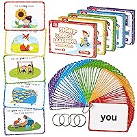 Sight Words Educational Flashcards - 220 Dolch Sightwords Game with Pictures & Sentences,Literacy Learning Reading Cards Toy for Kindergarten,Home School Kids 3 4 5 Years Old