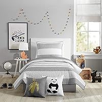 URBAN PLAYGROUND All Seasons Lavelle Gray/White Stripe Quilt Set - 2 Piece Soft Brushed Microfiber Kids Bedding Set for Boys/Girls – Machine Washable (Twin/Twin XL)