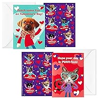 Hallmark Valentines Day Cards and Stickers for Kids School, Puppies and Kittens (24 Classroom Valentines with Envelopes)