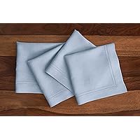 Solino Home Linen Cloth Napkins 20 x 20 Inch – 100% Pure Linen Dinner Napkins Sky Blue – Set of 4 Double Hemstitch Napkins for Spring, Summer – Handcrafted and Machine Washable