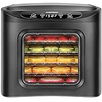 Chefman Food Dehydrator Machine, Touch Screen Electric Multi-Tier Preserver, Meat or Beef Jerky Maker, Fruit Leather, Vegetable Dryer w/ 6 Slide Out Drying Rack Trays & Transparent Door, Black