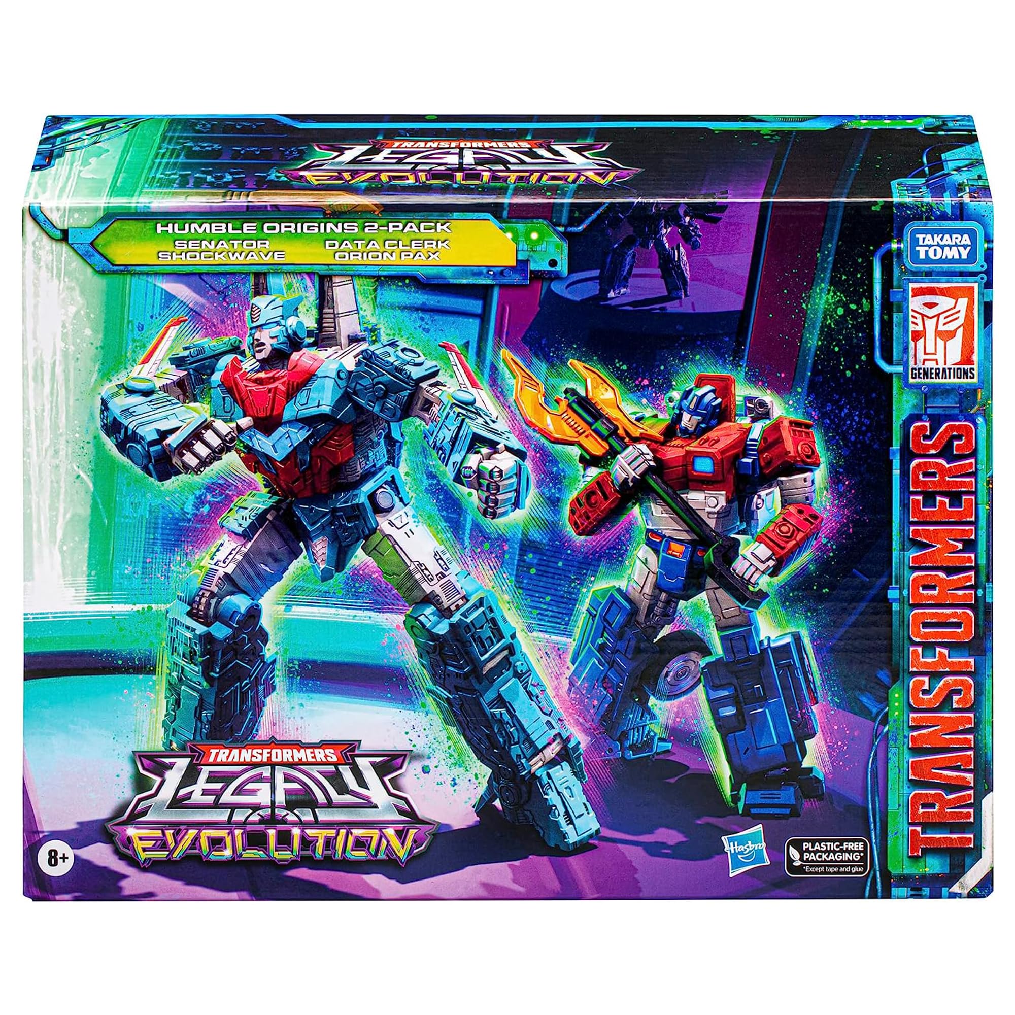 Transformers Toys Legacy Evolution Voyager Senator Shockwave & Deluxe Data Clerk Orion Pax Humble Origins 2-Pack, Action Figures for Boys and Girls Ages 8 and Up (Amazon Exclusive)