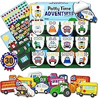 Potty Time Adventures Potty Training Chart by Lil ADVENTS - Busy Vehicles with 14 Wooden Block Toy Prizes - Potty Training Advent Game - Wood Block Toys, Reward Chart, Activity Board and Stickers