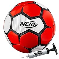 NERF Proshot Kids Soccer Balls - Size 3, 4 + 5 Indoor + Outdoor Youth Soccer Balls + Air Pump Set