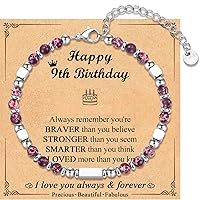 4-18 Year Old Girls Birthday Gifts, Sweet Tiny Gemstone Beaded Birthday Bracelets with Happy 4-18th Birthday Message Card for Daughter/Granddaughter/Niece/Sister/Best Friend