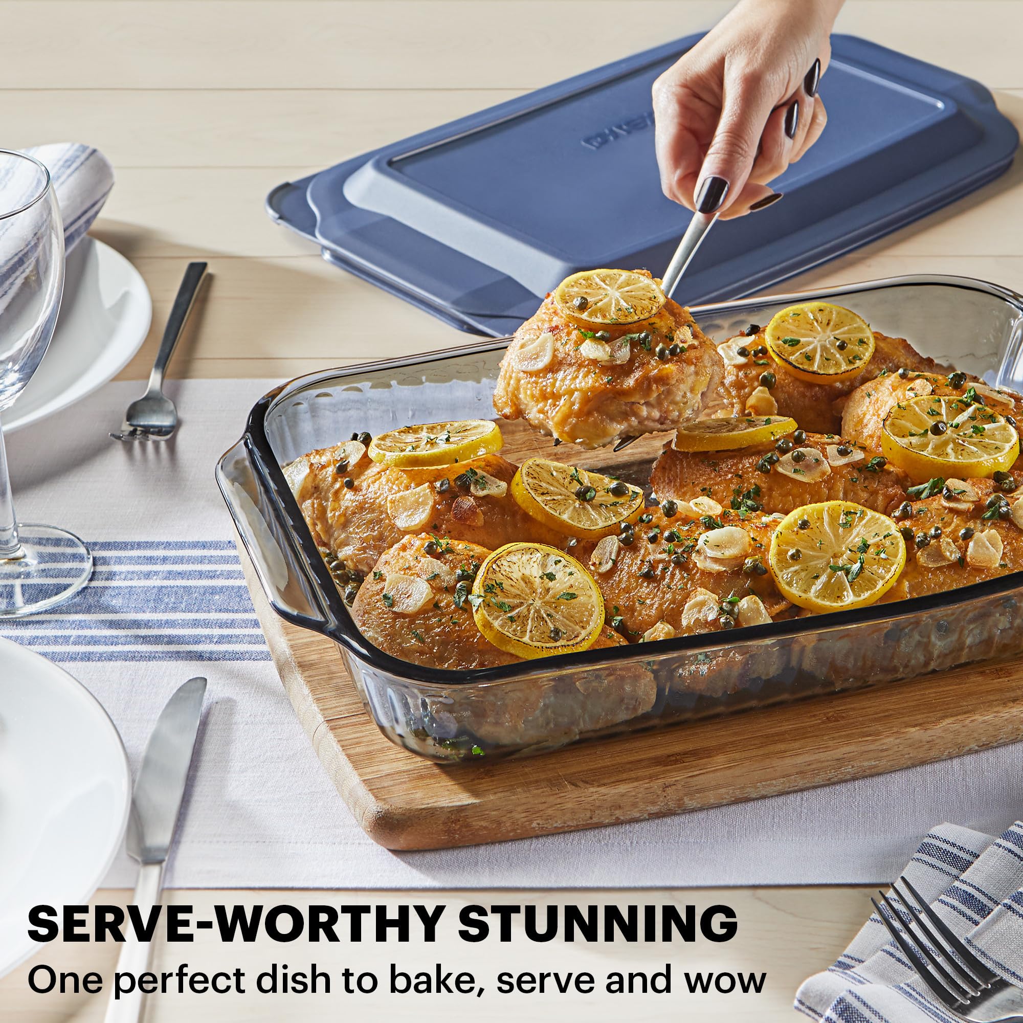 Pyrex Sculpted Tinted (4-PC Full Set) Glass Baking Dish with BPA-Free Lid, Oblong Bakeware Glass Pan For Casserole & Lasagna, Dishwasher, Freezer, Microwave and Pre-Heated Oven Safe, Smoke