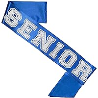 RhinestoneSash Senior Gifts - High School Senior Night Party Royal Blue Premium Grade Satin Sash - Cheer Squad Supplies