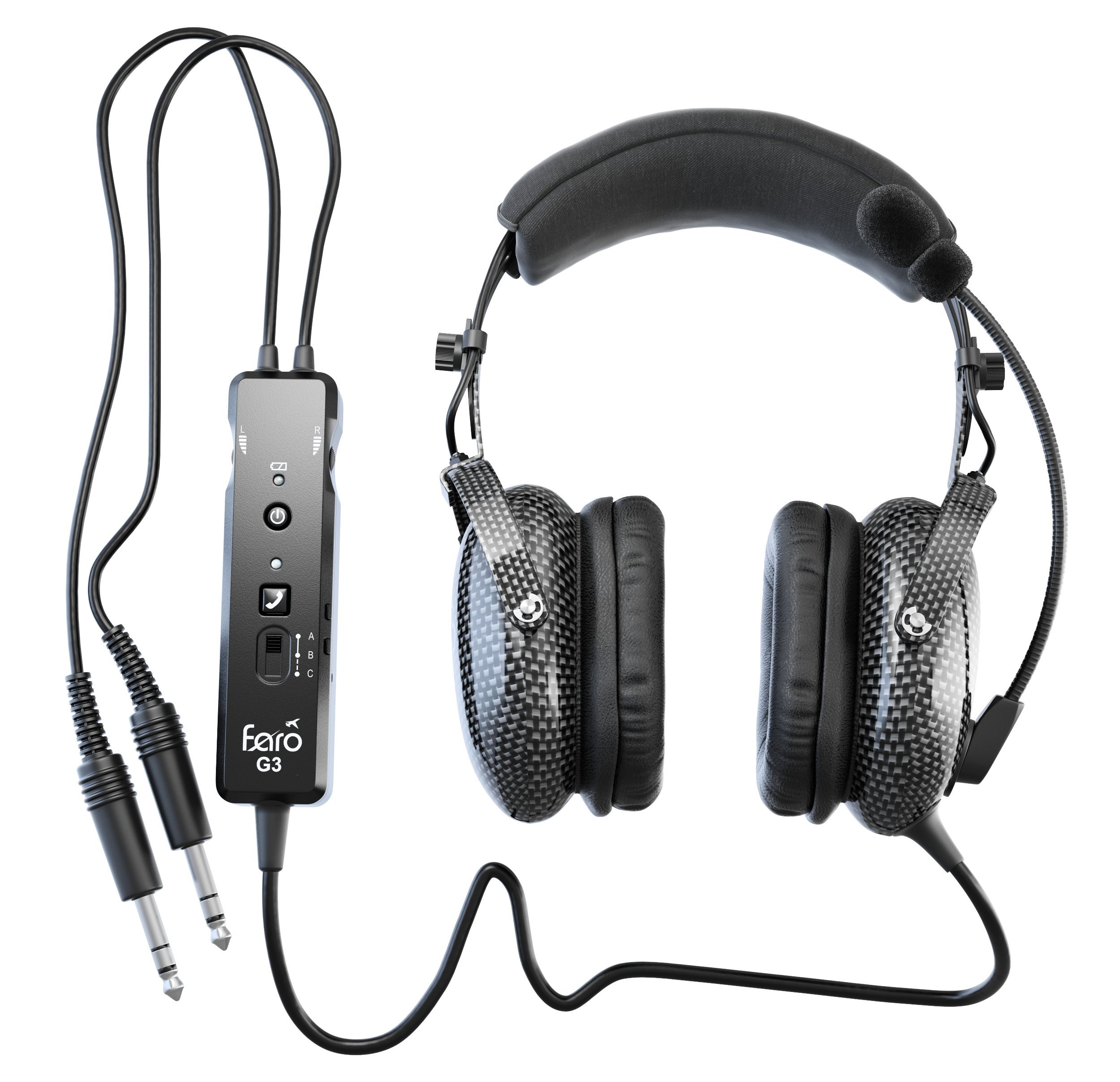 FARO G3 ANR Aviation Headset (Active Noise Reduction) Carbon Fiber Premium Pilot Headset with Bluetooth