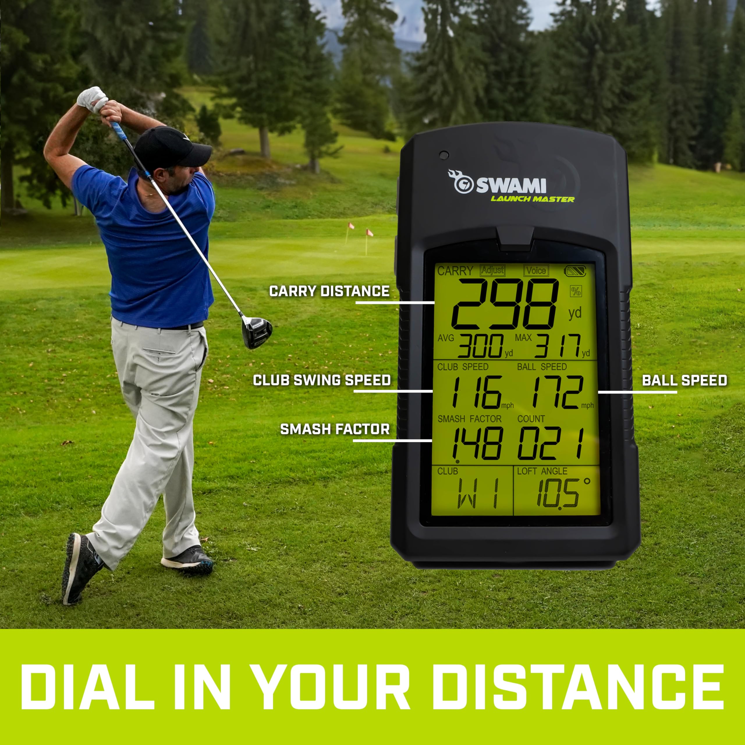 IZZO Golf Launch Master Golf Launch Monitor - Golf Training aid Swing Simulator for Tracking Ball Speed, Smash Factor, Carry Distance, Swing Speed