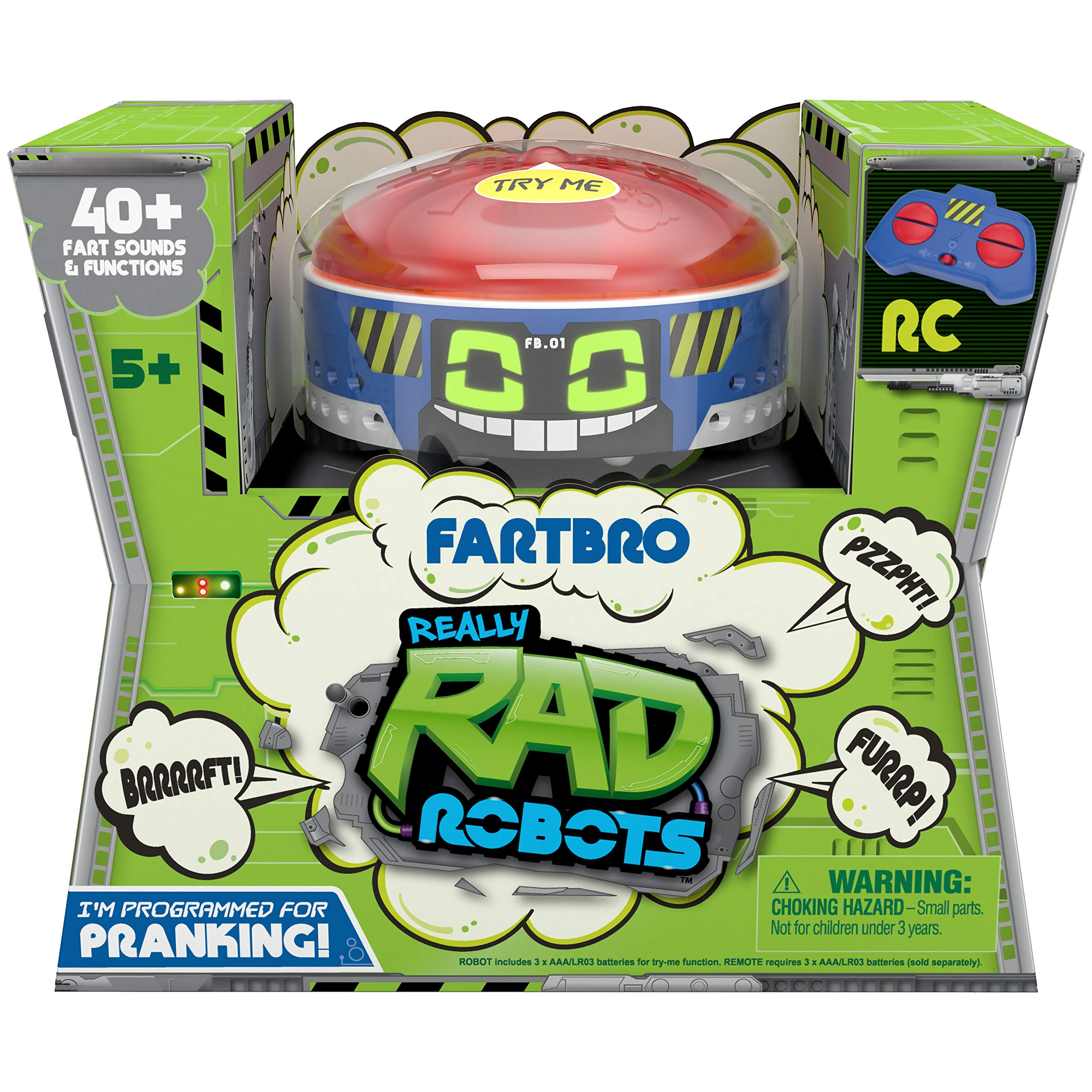 Really R.A.D. Robots Fartbro - Electronic Remote Control Farting Robot - 40+ Fart Sounds and Functions, The Ultimate Fart Machine - Great for Pranking Friends and Family