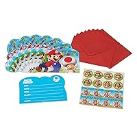amscan Super Mario Invite Postcards, 8 Count, Party Supplies`