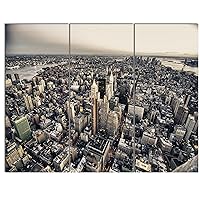 PT14347-36-28-3P Architecture and Colors of New York-Modern Cityscape Canvas Artwork, 36x28-3 Panels