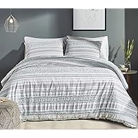 Better Trends 100% Cotton Bed Comforter Collection, Diana Stripe Comforter Set in Aqua, Queen Set - Cotton Tufted, Unique Luxurious Bedding Comforter Sets, Woven, Machine Washable & Tumble Dry