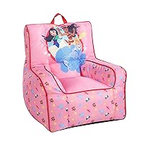 Idea Nuova Disney Princess Toddler Nylon Bean Bag Chair with Piping & Top Carry Handle, Large