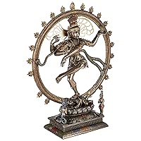 Design Toscano Dancing Shiva God of Cosmic Energy Indian Hindu Statue, Desktop, 10 Inch, Polyresin, Bronze Finish