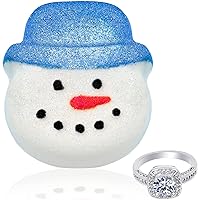 Jackpot Candles Holiday Snowman Bath Bomb with Blue Hat with Size 8 Ring Inside 9 oz Made in USA