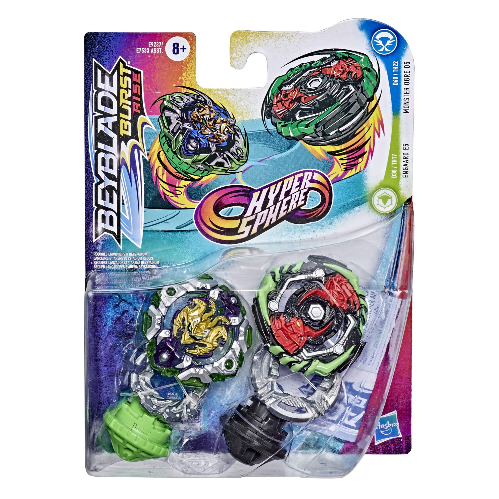 BEYBLADE Burst Rise Hypersphere Dual Pack Monster Ogre O5 and Engaard E5-2 Right-Spin Battling Top Toys, Ages 8 and Up