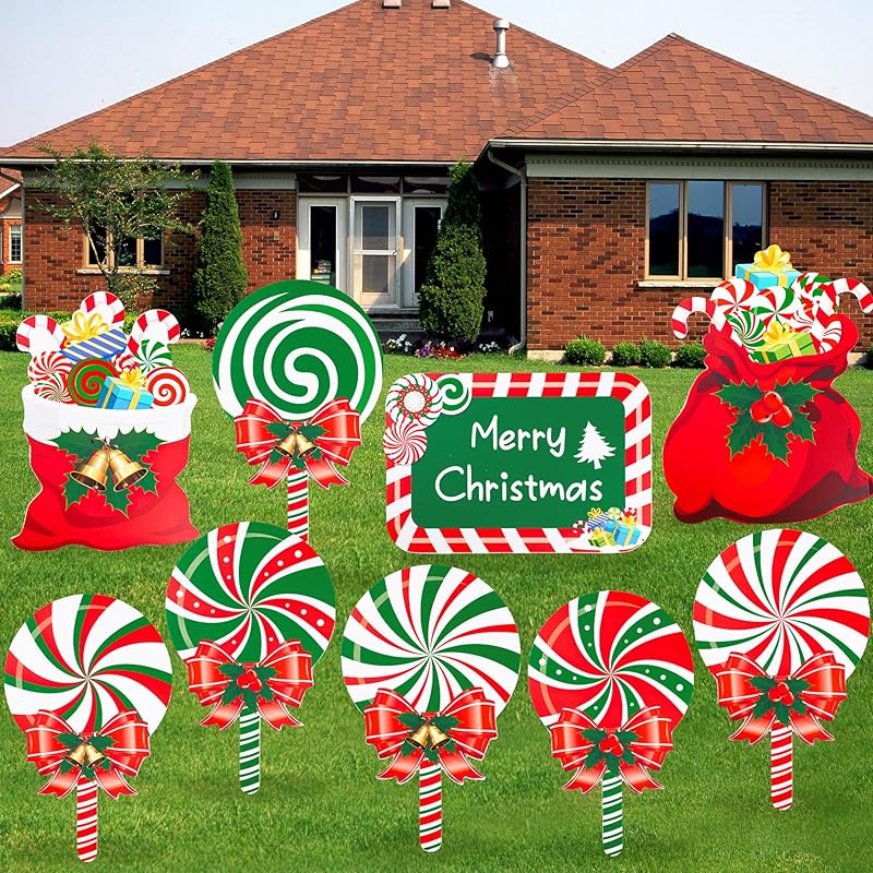 Mua 9 PCS Christmas Yard Signs Candy Outdoor Signs Peppermint ...