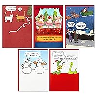 Hallmark Shoebox Funny Christmas Assortment, 5 Cards with Envelopes (Cats, Snowmen, Santa)