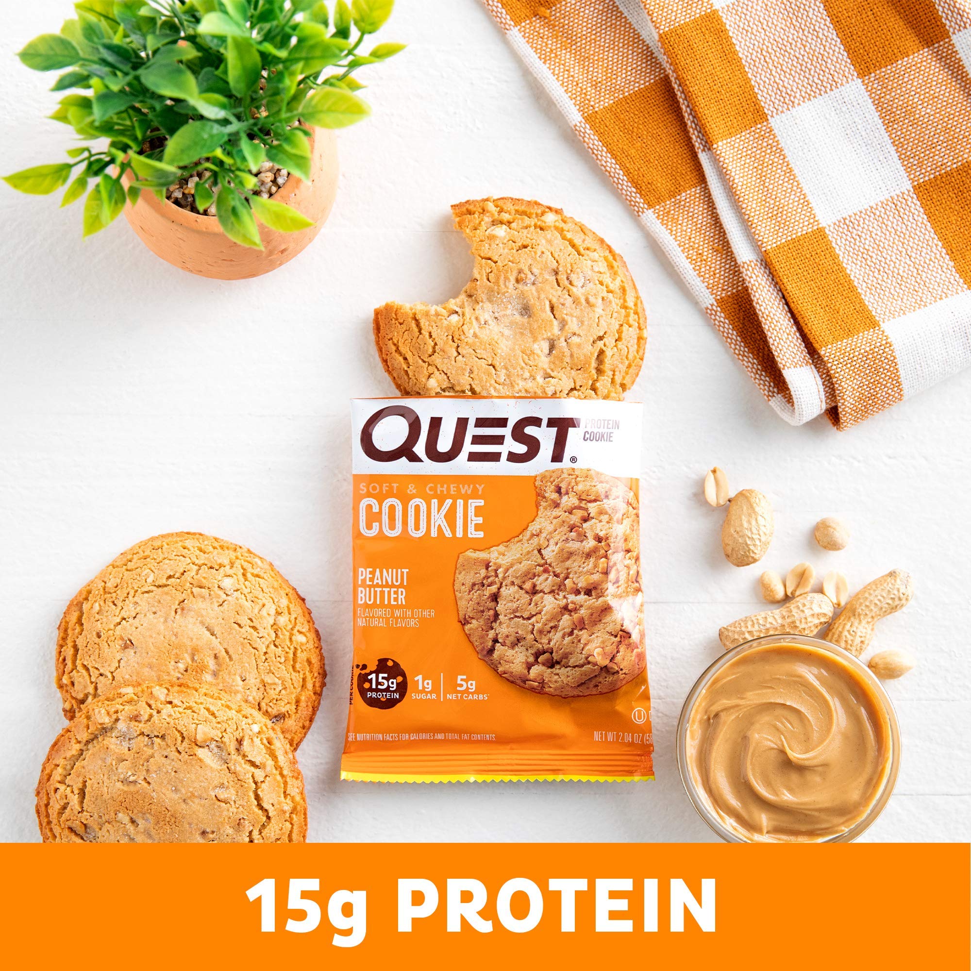 Quest Nutrition Protein Cookie, Peanut Butter,2.04 Ounce, Pack of 12