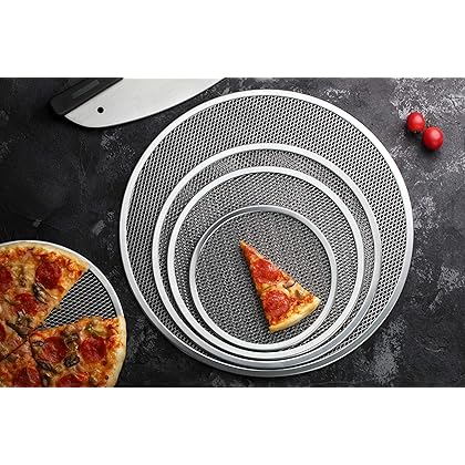 New Star Foodservice 50943 Restaurant-Grade Aluminum Pizza Baking Screen, Seamless, 10-Inch, Pack of 6