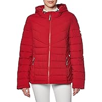 Tommy Hilfiger Women's Puffer Lightweight Hooded Jacket with Drawstring Packing Bag