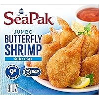 Jumbo Butterfly Shrimp with Oven Crispy Breading, Delicious Seafood, Frozen, 9 oz