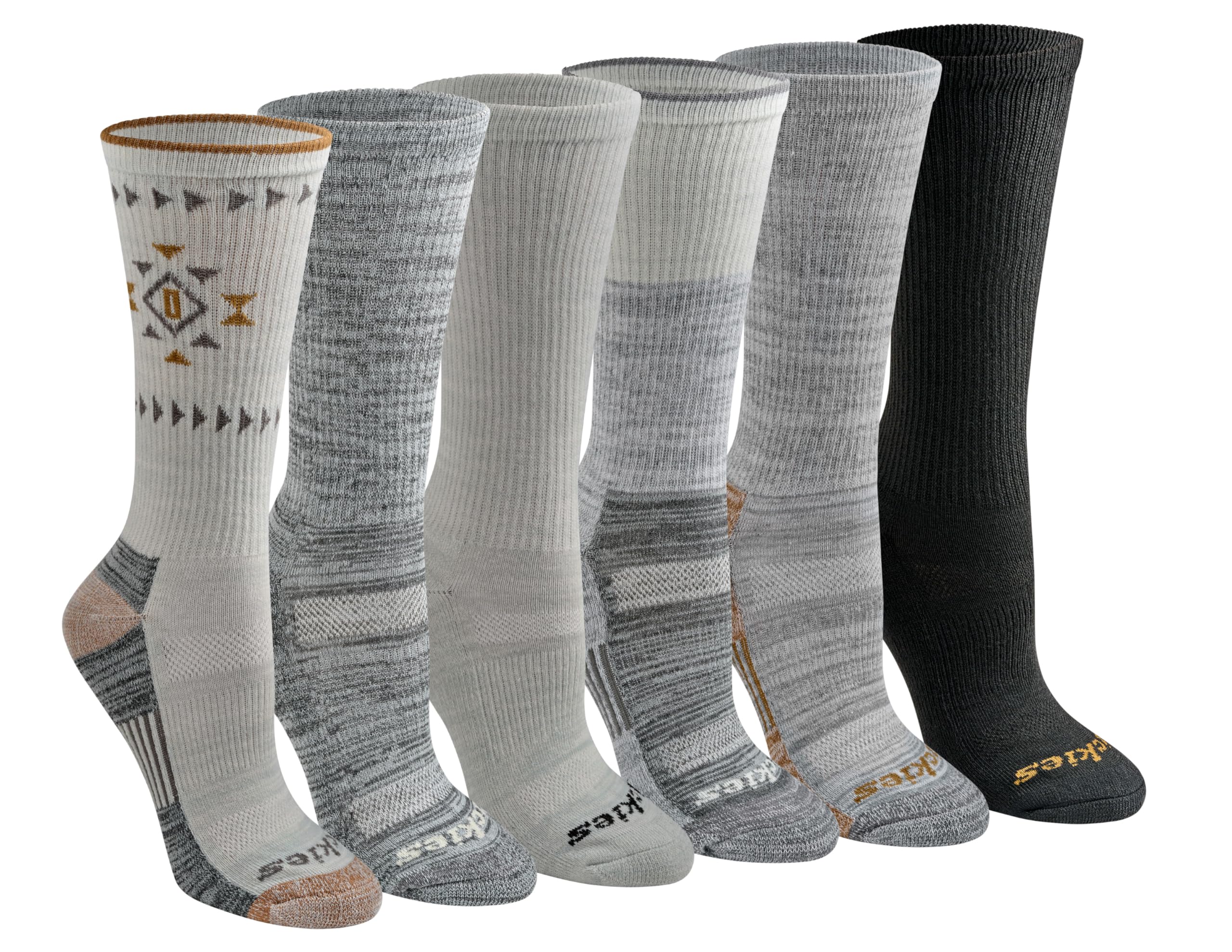 Dickies Women's Dri-tech Moisture Control Crew Socks Multipack, Grey Tribal (6 Pairs), Medium