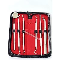 German-Dental Tools,Plaque Remover for Teeth,Dental Hygiene Cleaning Kit,Tooth Scraper Plaque Tartar Remover Cleaner,Dental Pick Scaler Oral Care Tools (Set of 6 Hygiene KIT with Pouch)