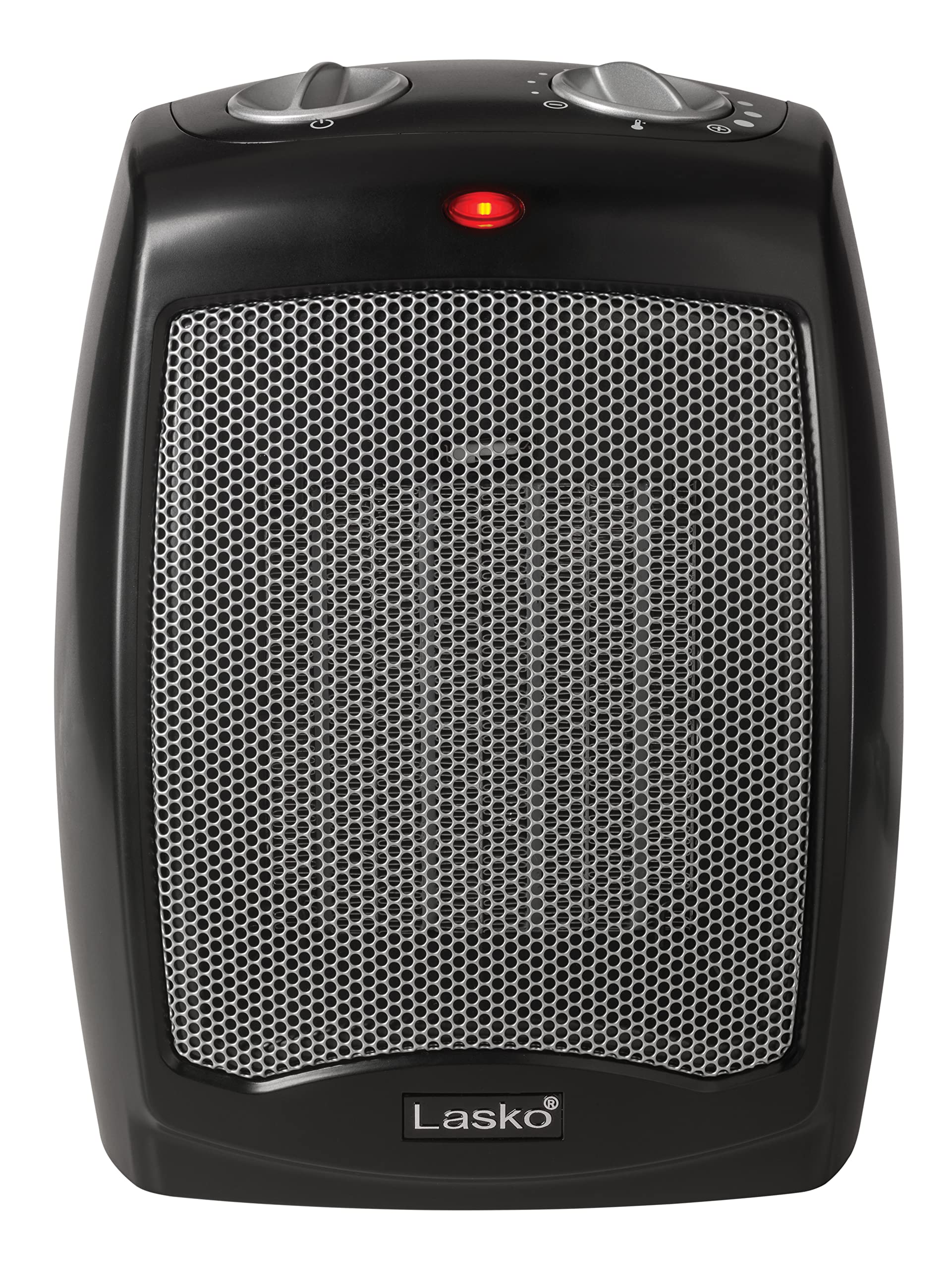 Lasko Ceramic Tabletop Space Heater for Home with Adjustable Thermostat and 2 Speeds, 9 Inches, Black, 1500W, CD09250