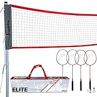 Badminton Net Sets - Outdoor Backyard + Beach Badminton Net + Equipment Set - (4) Rackets + (2) Birdies + Portable Net Included - Adults + Kids Set