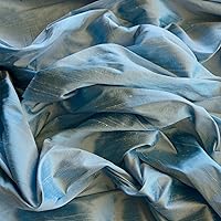 Iridescent Maya Blue Dupioni Silk, 100% Silk Fabric, by The Yard, 44