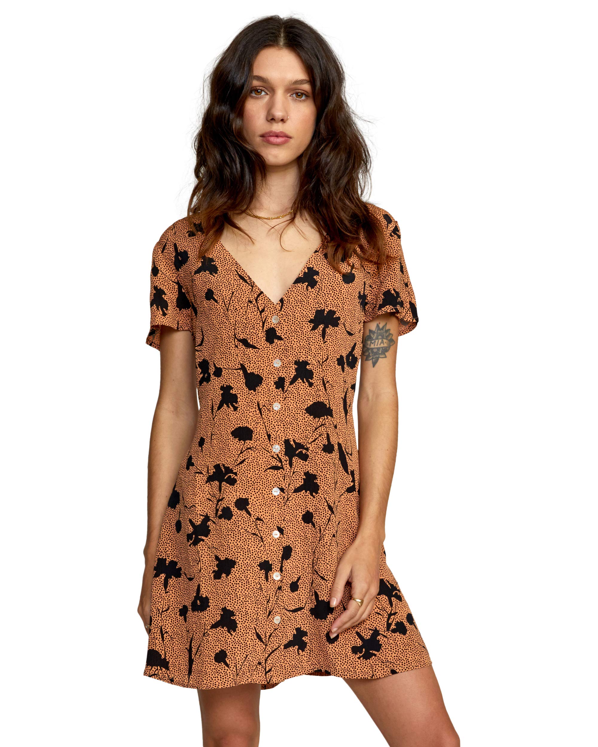 RVCA Women's Avery Woven Short Sleeve Dress