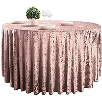 RCZ Décor Premium Velvet Light Pink Tablecloth | Washable Fabric | Wrinkle Resistant | 90” Round | Table Overlay for Holidays, Weddings, Parties and More, (766)